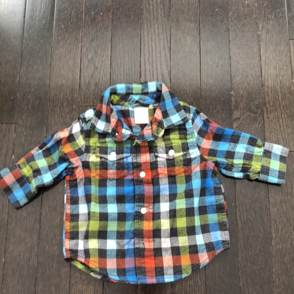 Gymboree Set- Flannel Button Down Shirt And and Embroidered Monster Jeans 3-6M - Picture 2 of 6